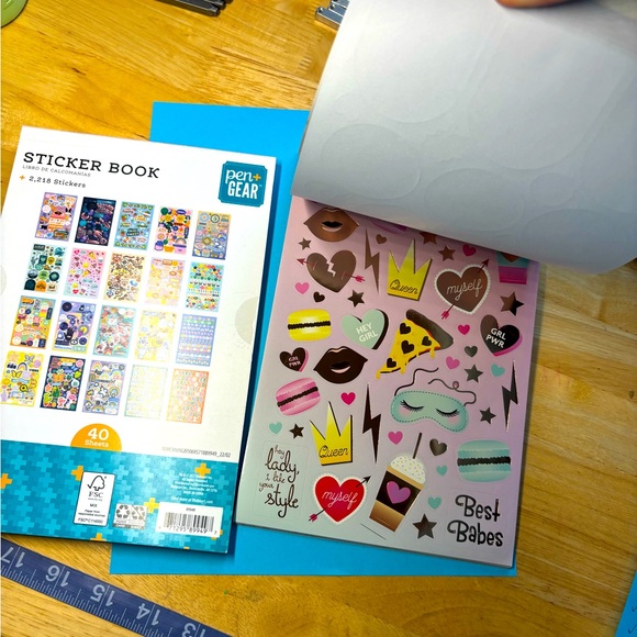 NEW Sticker book 2218 foil and paper, pen + gear good vibes edition fun letters - Picture 5 of 12